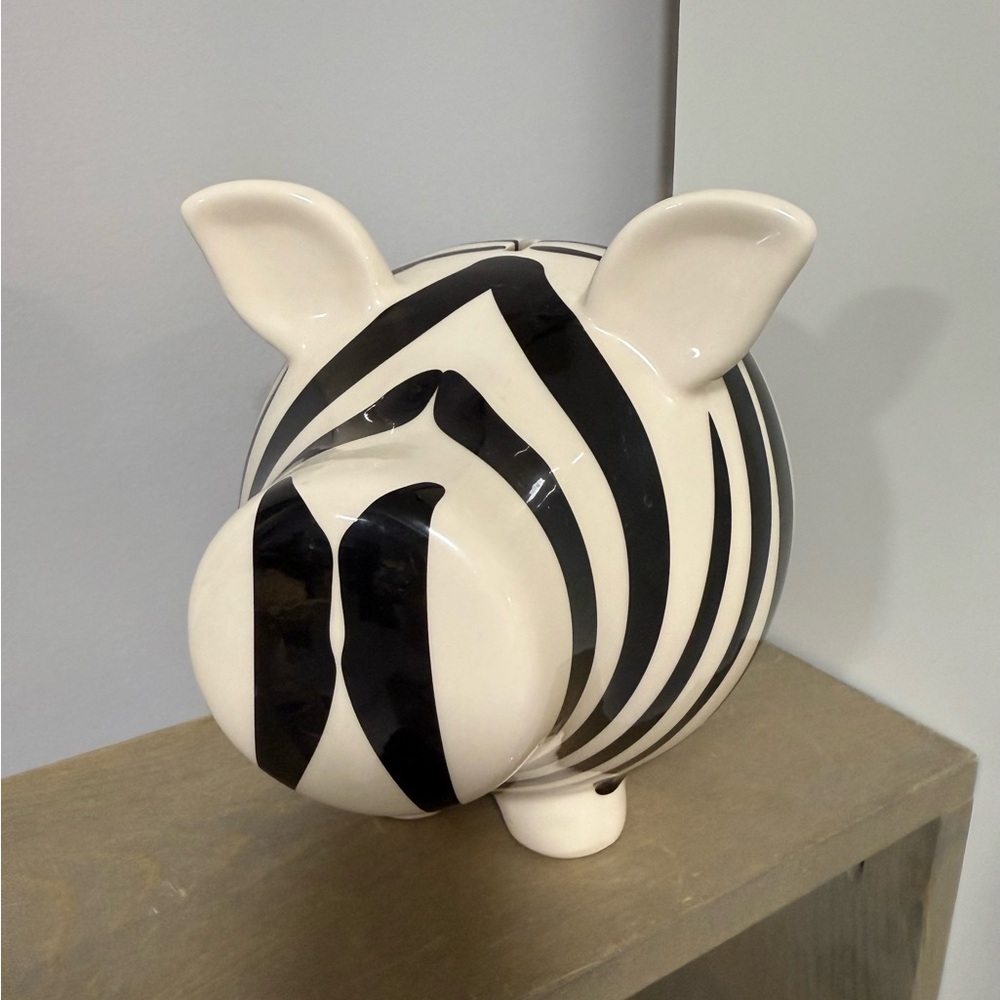 Ceramic Zebra Striped Piggy Bank - S&P Oink! - Large